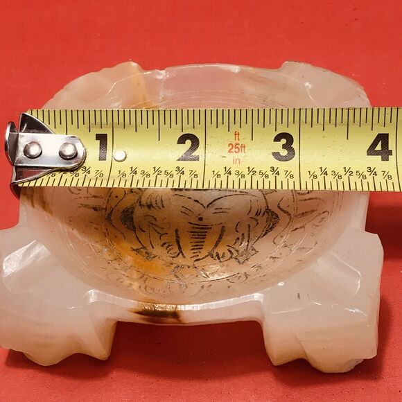 VTG Alabaster Ashtray Elephant Inlay Mid-Century Genuine Hand Made Marble Onyx - Picture 7 of 11
